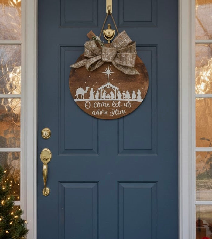 Religious Christmas Door Round