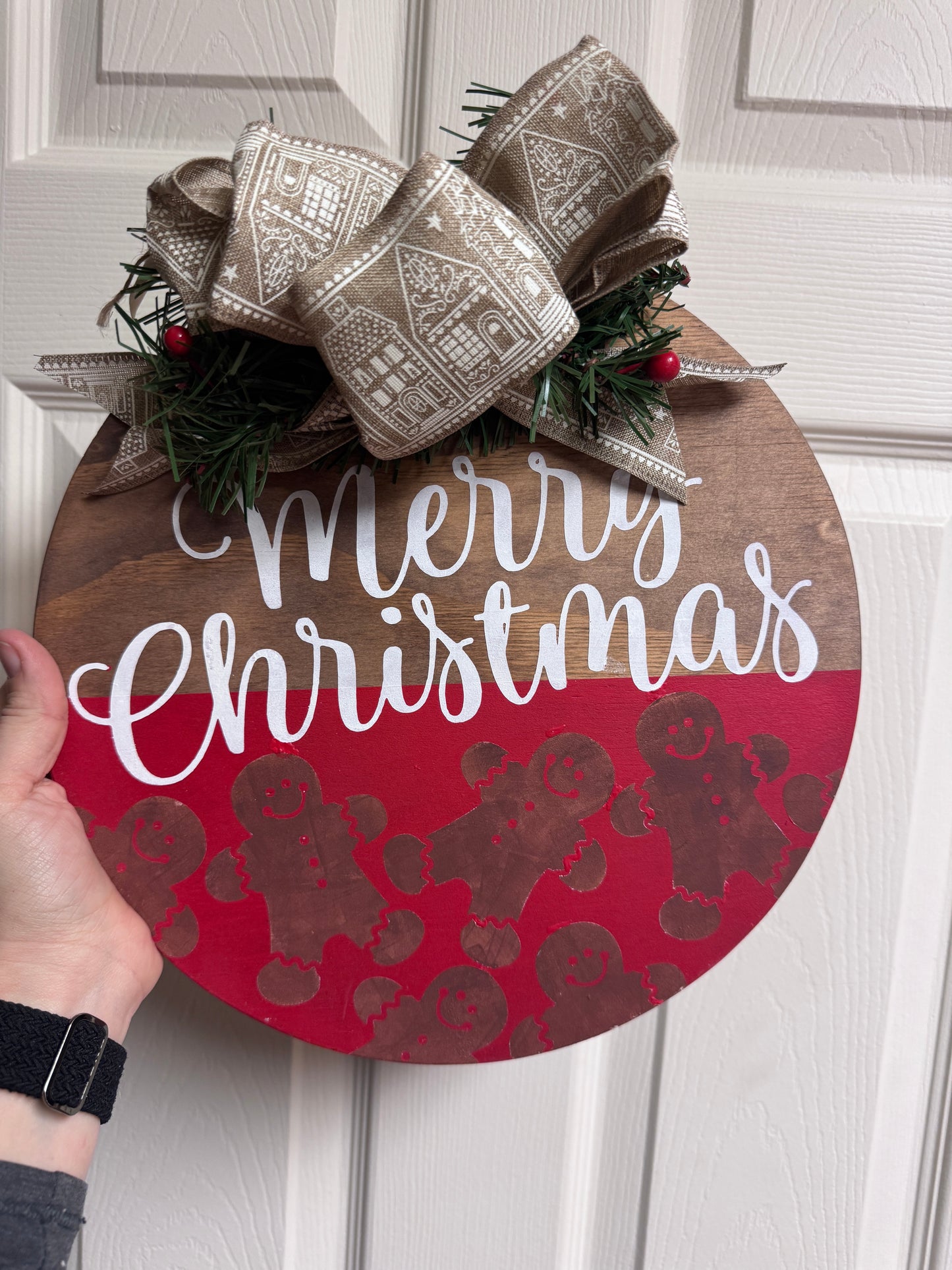 Small Door Round- Gingerbread and Houses Ribbon