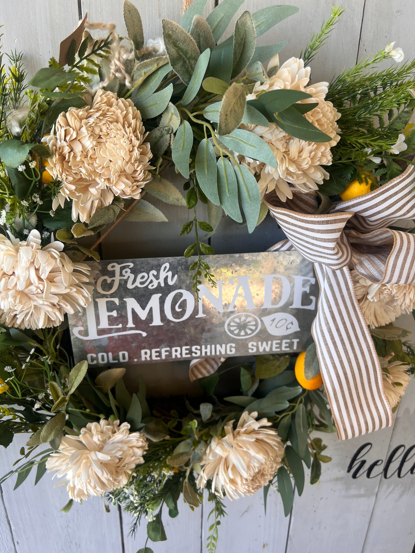 Lemonade/Lemons Wreath with Sign 20”