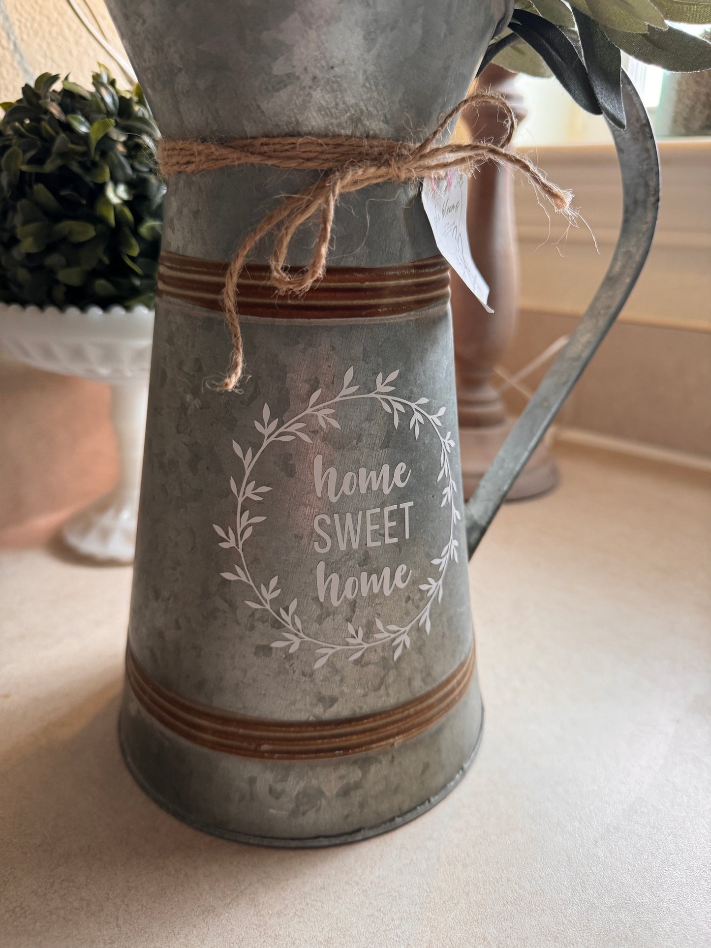 Metal Tin Pitcher Arrangement