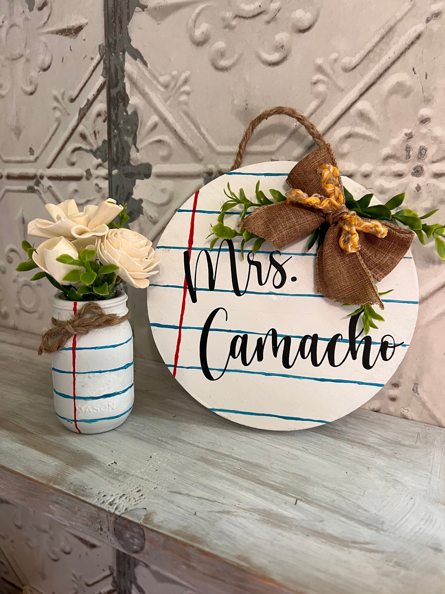 Painted Notebook Teacher MINI Mason Jar