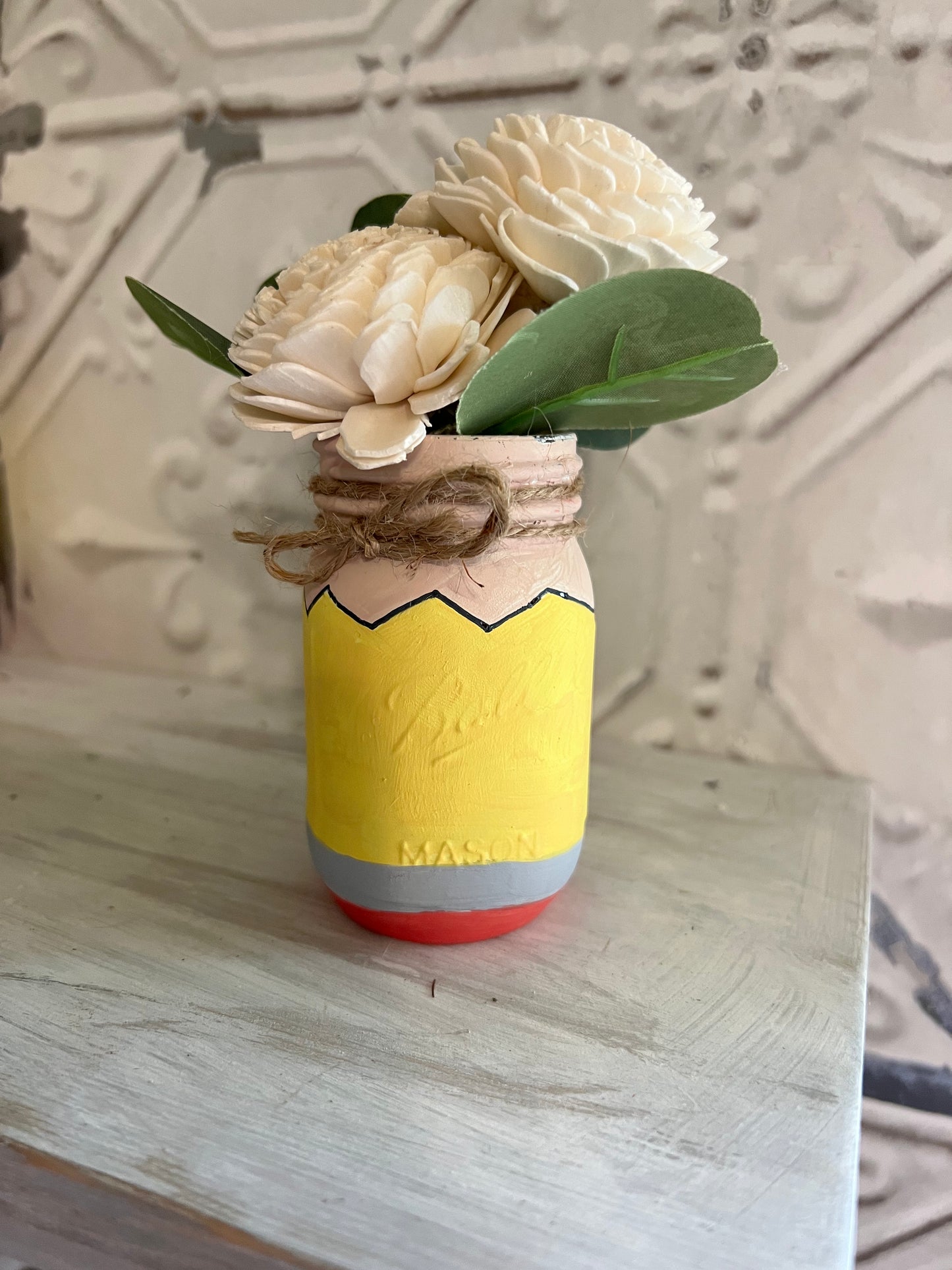 Painted Pencil Teacher MINI Mason Jar