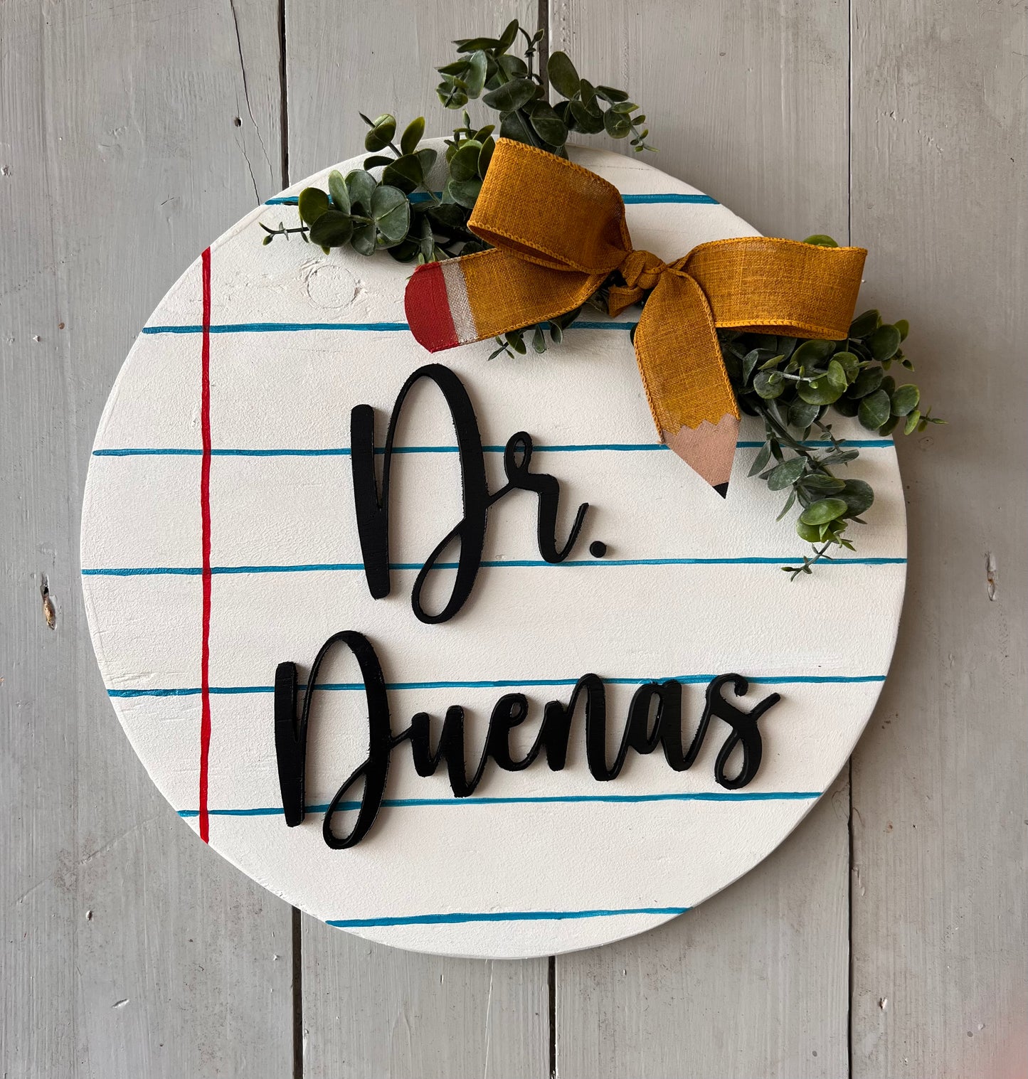 Teacher Door Round- 3D Words