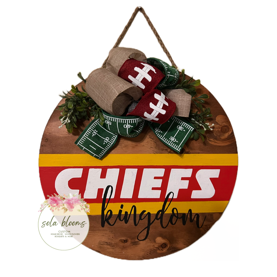 Football Team Wood Round Wreaths