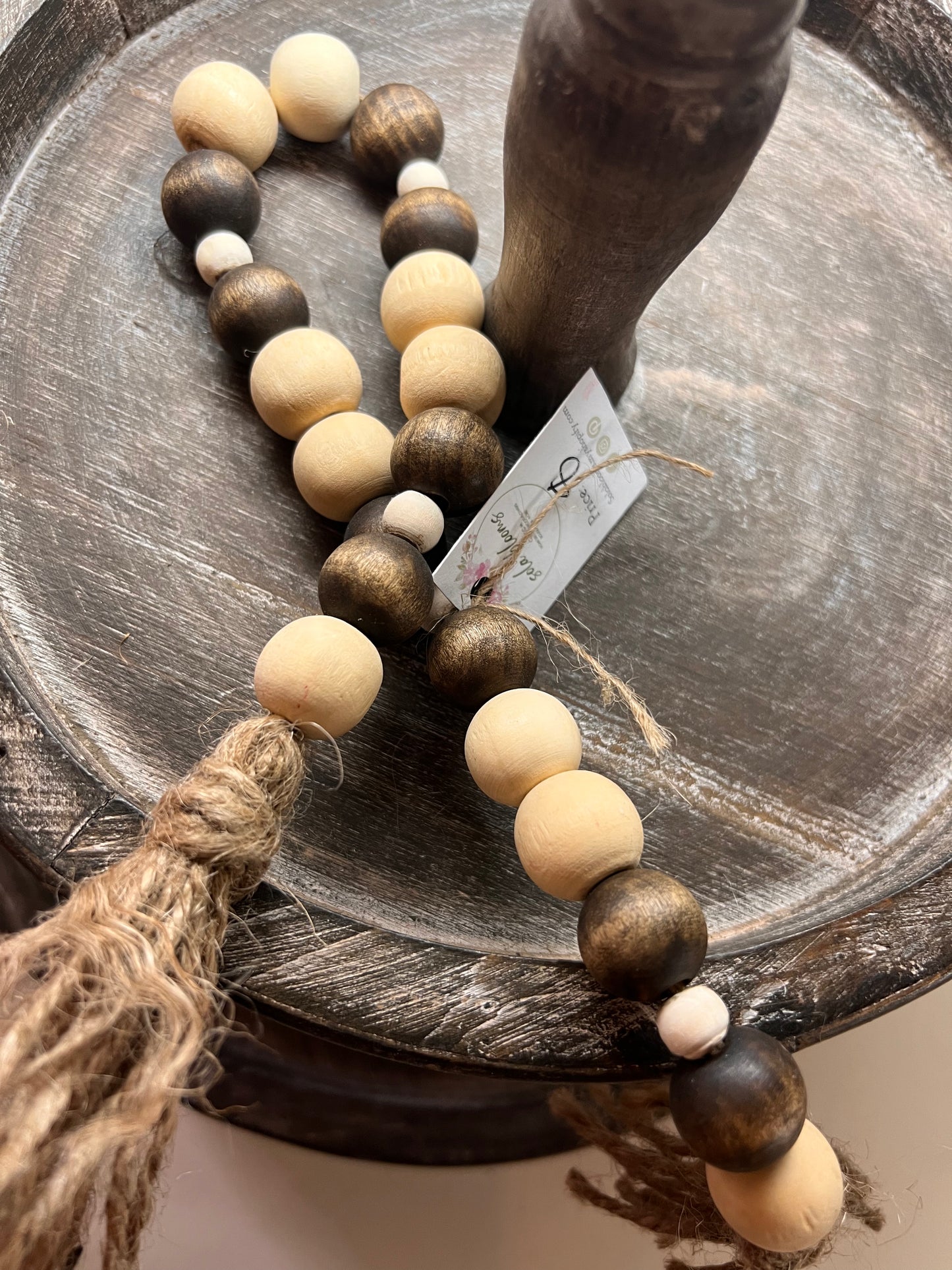 Bead Garland- stain and natural beads
