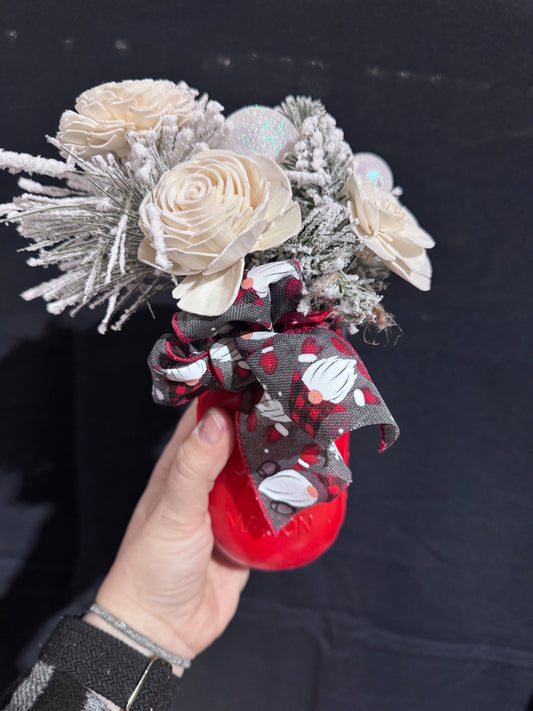 Christmas Mason Jar- Gnomes Ribbon