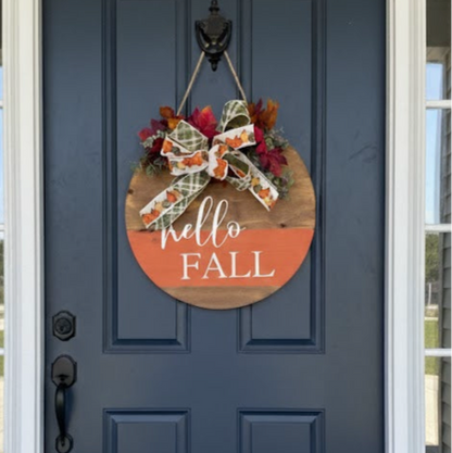 Hello Fall Door Round