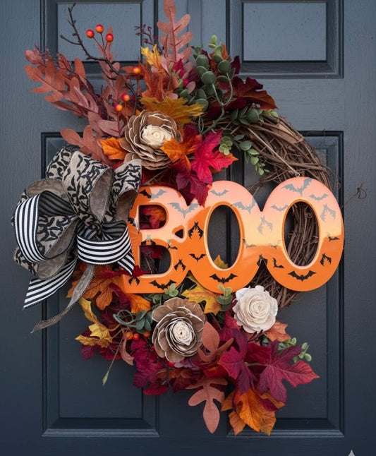 Fall Halloween Grapevine Wreath