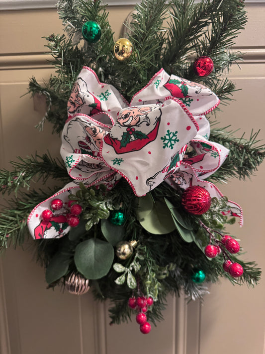 Christmas Swag- Vintage Santa Ribbon