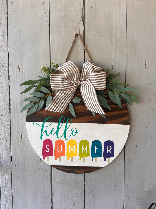 Hello Summer Popsicles Door round