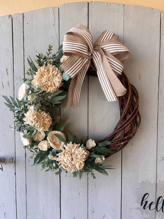 Dark Brown Wicker Wreath 19”