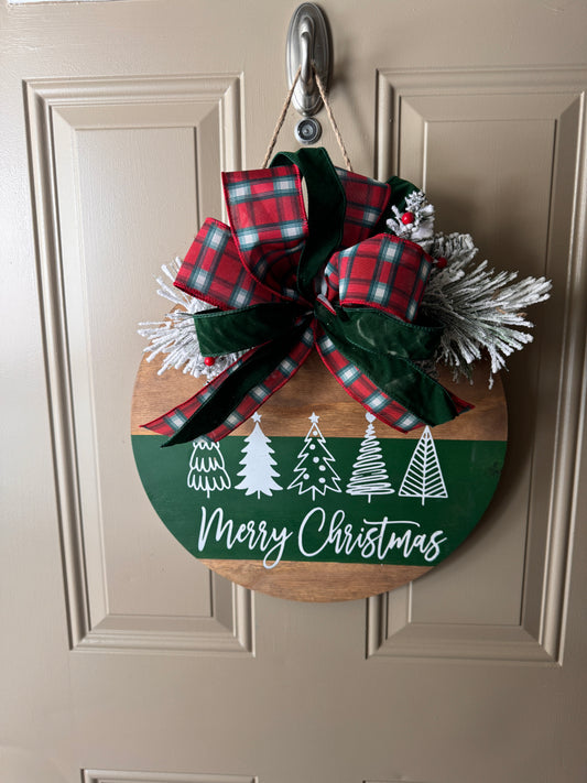 Christmas Trees Door Round Sign