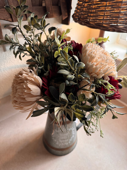 Metal Tin Pitcher Arrangement