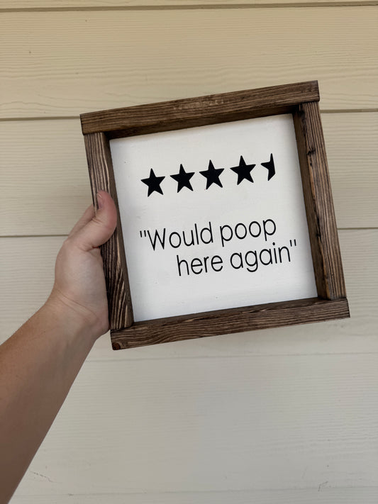 Review Bathroom Sign