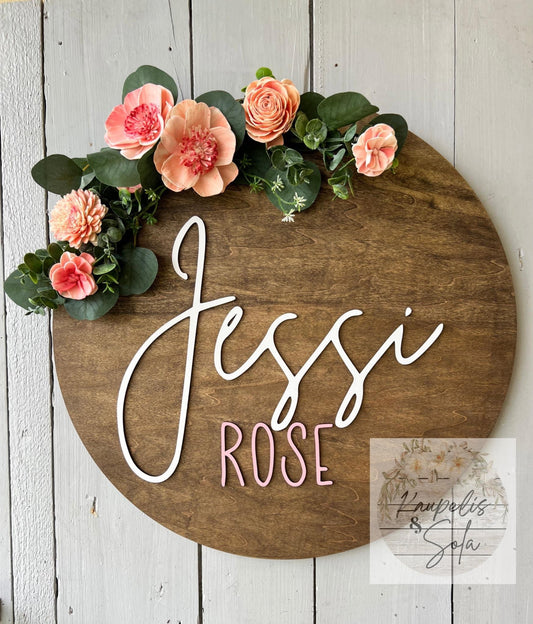 Name/Nursery Round- 20” CUSTOM MADE