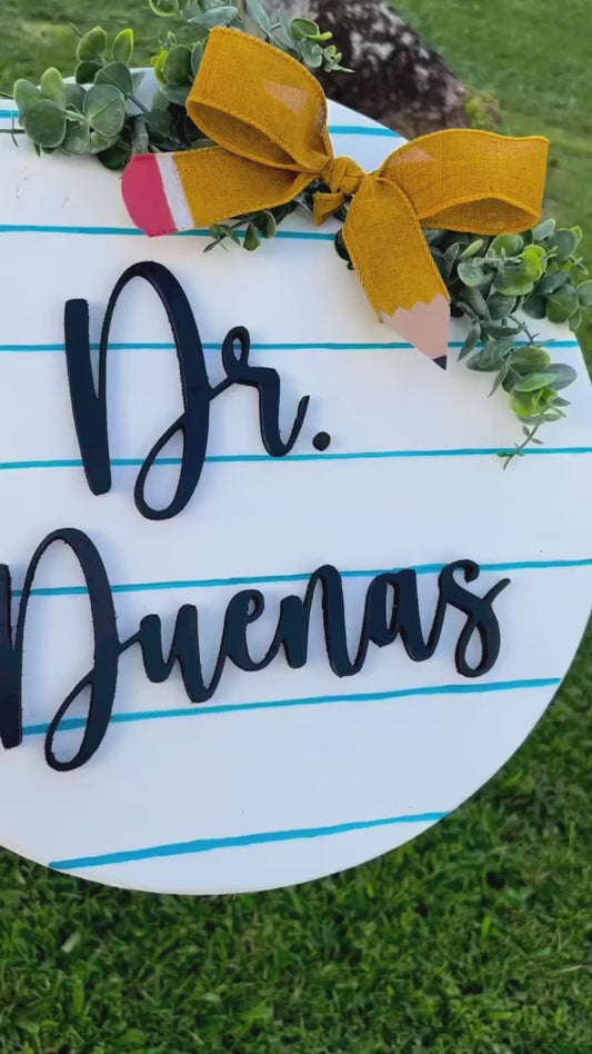 Teacher Door Round- 3D Words