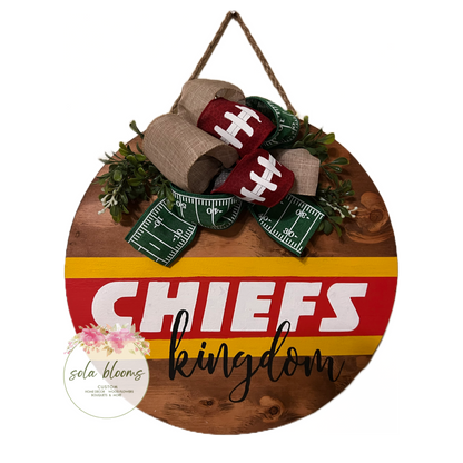 Football Team Wood Round Wreaths