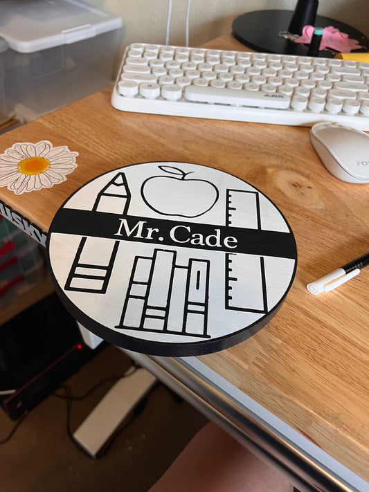 Teacher Wood Round Sign
