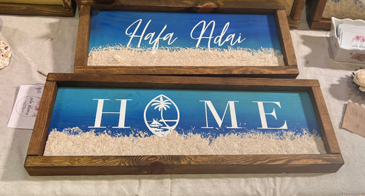 Hafa Adai sand sign